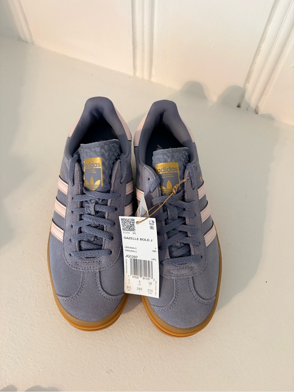 adidas Gazelle Bold 3 Suede Sneakers in Light Blue with white Stripes